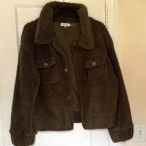 Calvin Klein Olive Green Sherpa Jacket